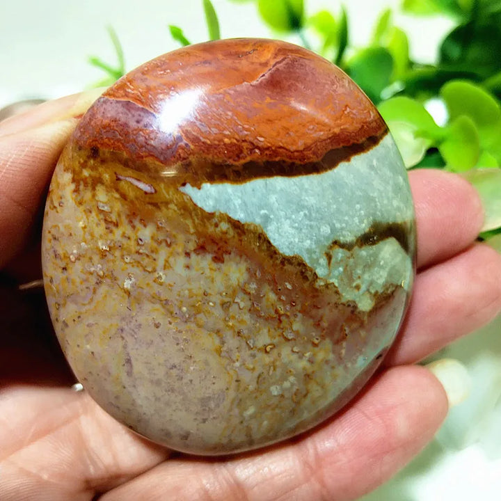Natural Polychrome Jasper Polished Crystal Palm Stone