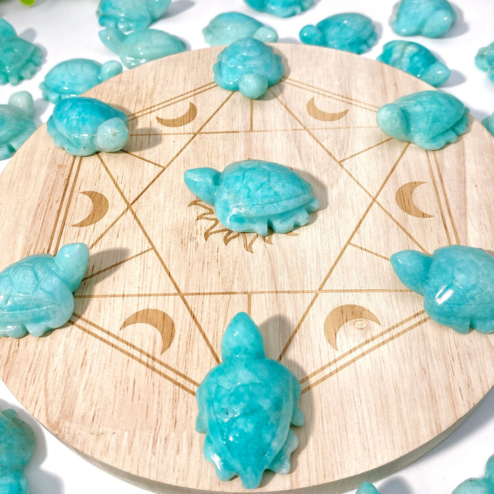 Amazonite Crystal Carved Sea Turtle Figurine