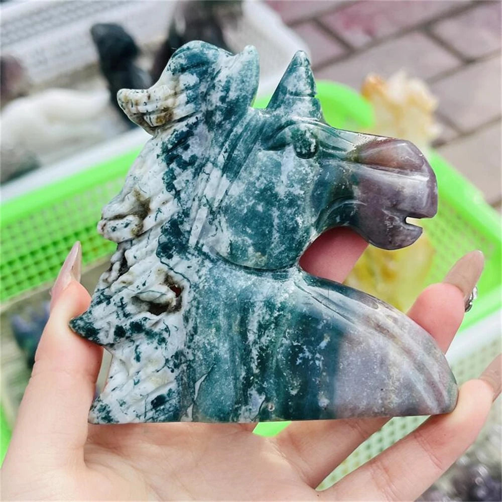 Ocean Jasper Crystal Carved Unicorn Figurine