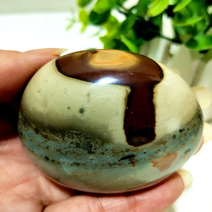Natural Polychrome Jasper Polished Crystal Palm Stone