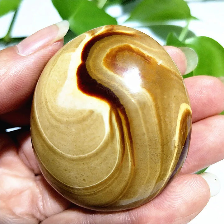 Natural Polychrome Jasper Polished Crystal Palm Stone