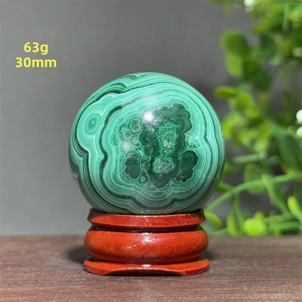 Malachite Crystal Sphere with Display Base Natural