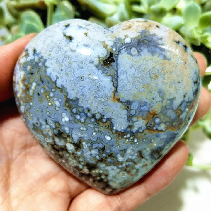 Ocean Jasper Crystal Carved Polished Heart Specimen
