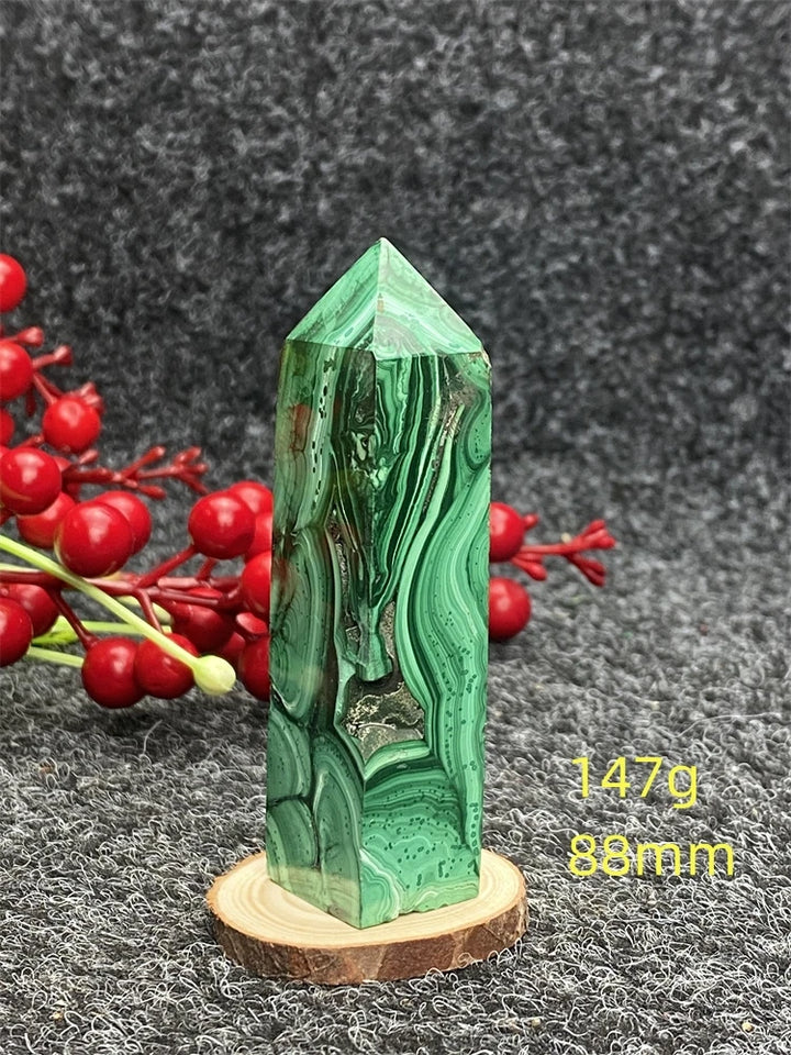 Malachite Crystal Hexagonal Obelisk Tower