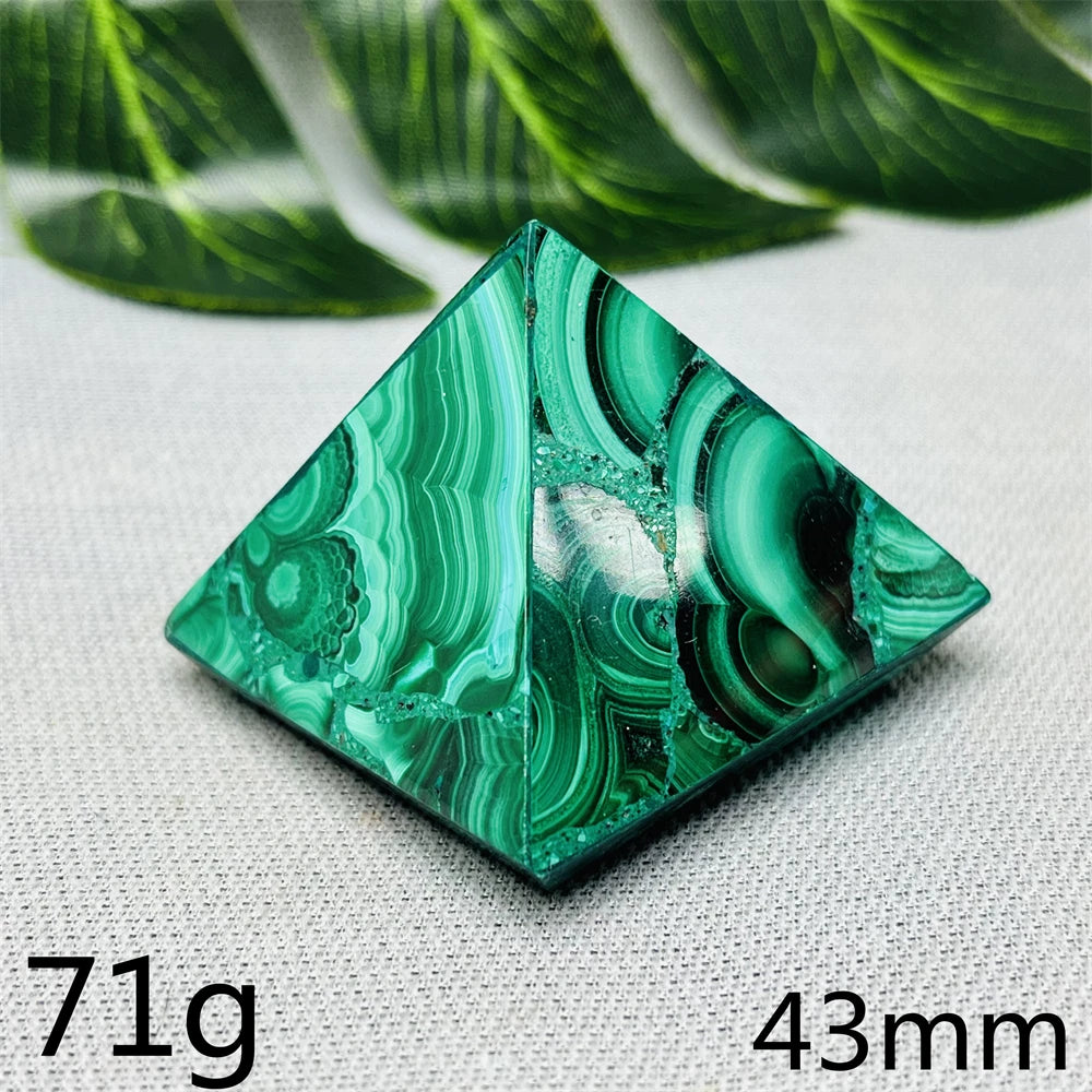 Malachite Crystal Pyramid Handcrafted Sacred Geometry