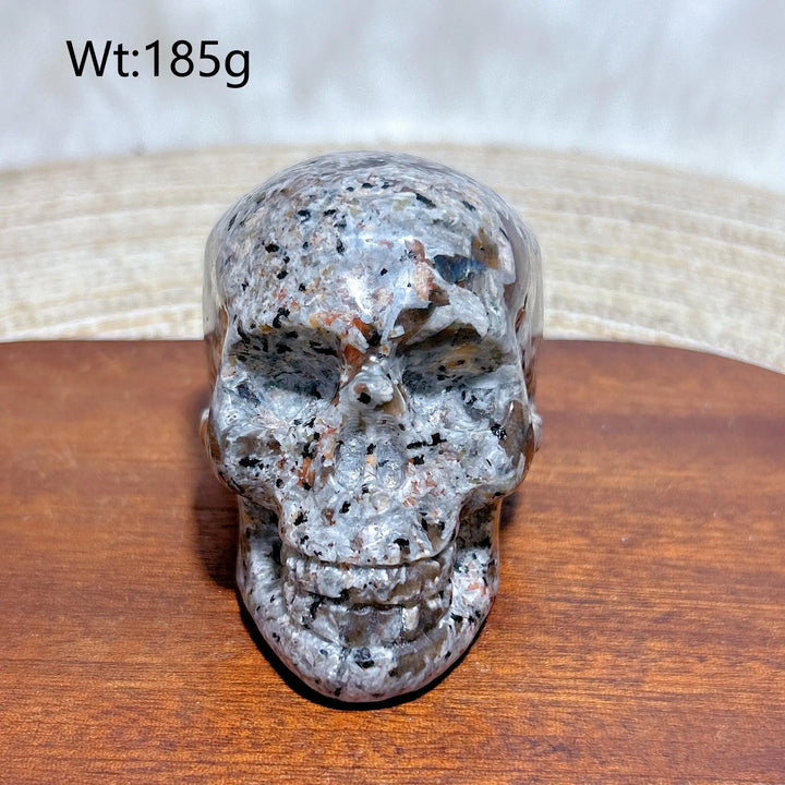 Yooperlite Crystal Carved Skull UV Reactive Glowing Stone