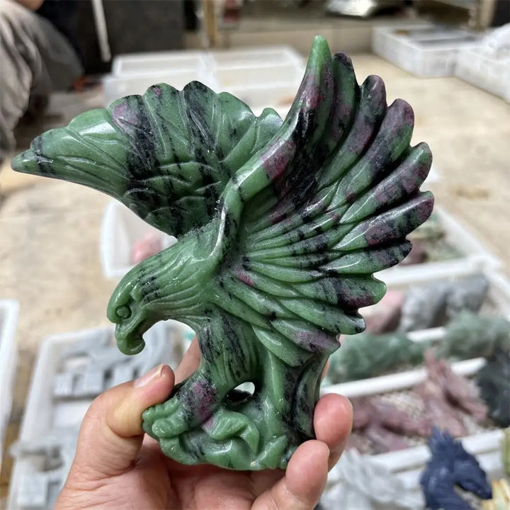 Ruby in Zoisite Crystal Carved Eagle Collector Piece