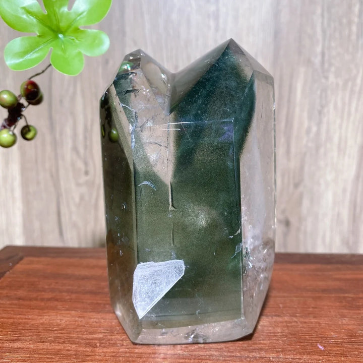 Green Phantom Quartz Crystal Double Terminated Tower