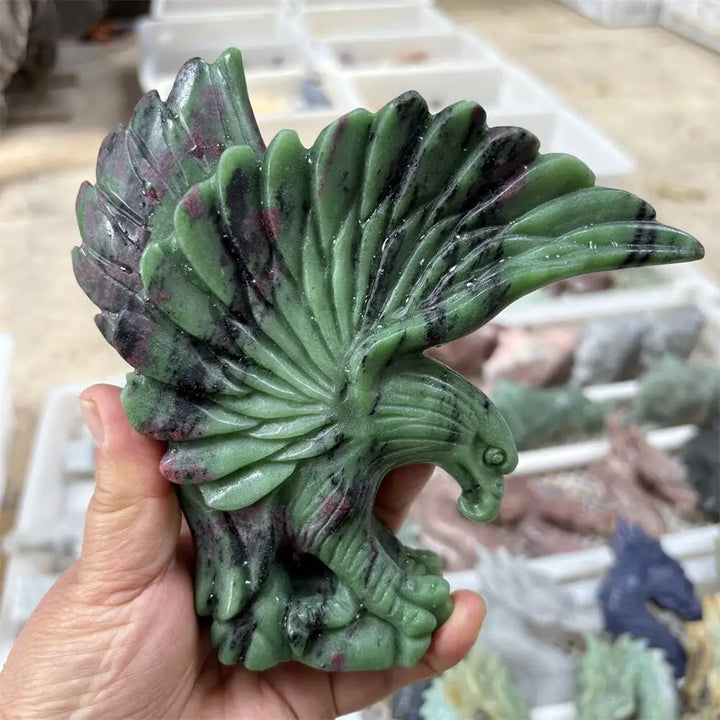 Ruby in Zoisite Crystal Carved Eagle Collector Piece