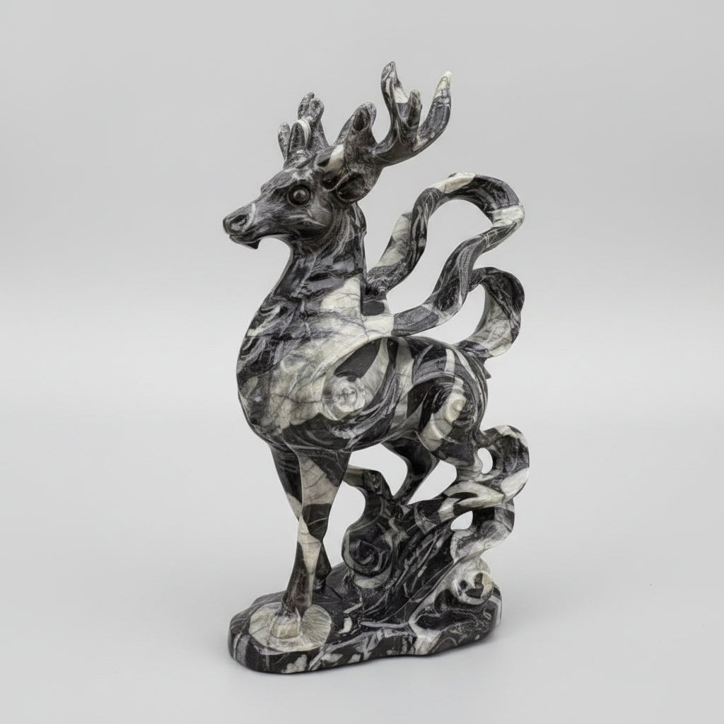 Shell Stone Crystal Carved Deer Figurine Polished Statue