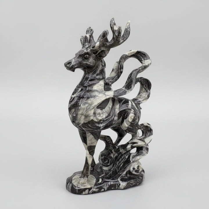 Shell Stone Crystal Carved Deer Figurine Polished Statue