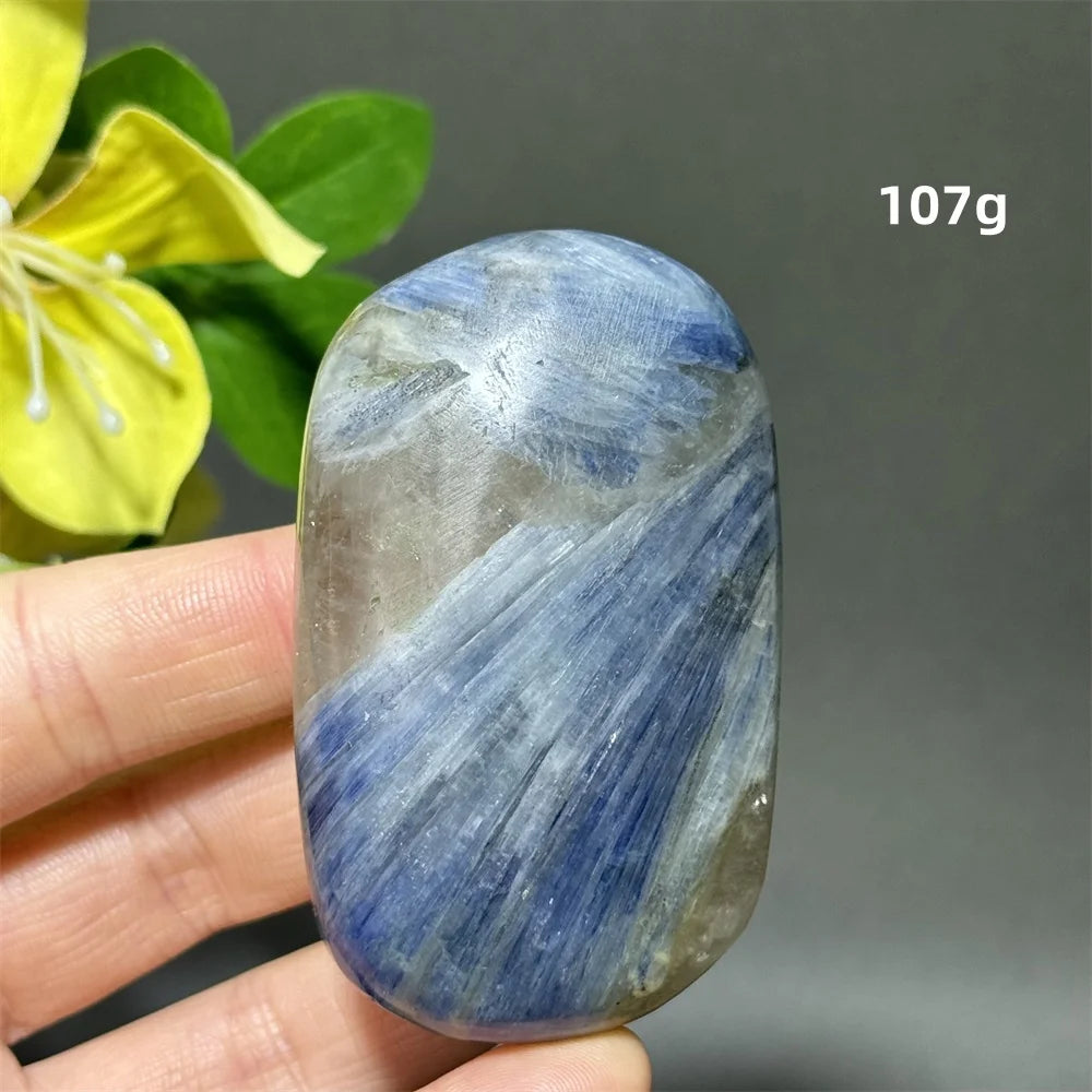 Blue Kyanite Crystal Palm Stone Natural Polished Piece