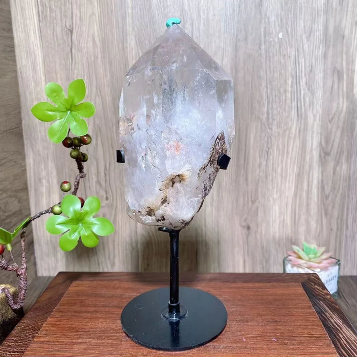 Clear Fat Quartz Crystal Tower with Display Stand