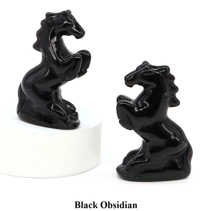Natural Crystal Carved Horse Figurine Multi Stone Statue