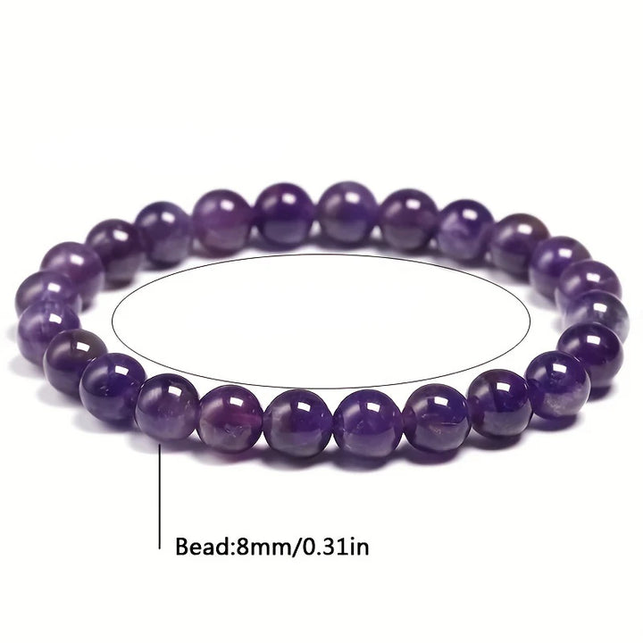 Natural Amethyst Beaded Bracelet 6mm 8mm 10mm Beads