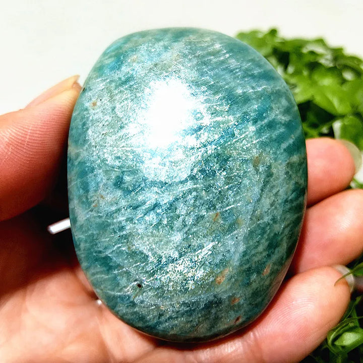 Amazonite Crystal Polished Palm Stone Natural Specimen