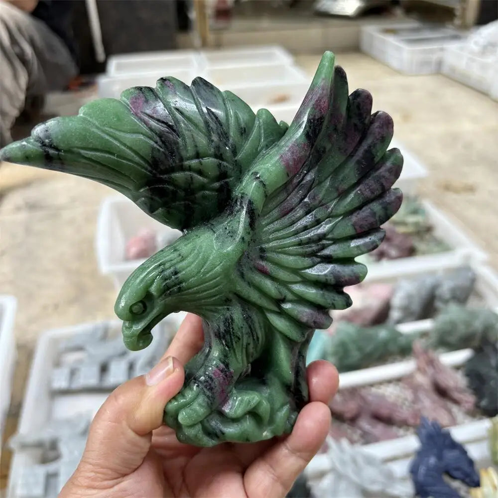 Ruby in Zoisite Crystal Carved Eagle Collector Piece