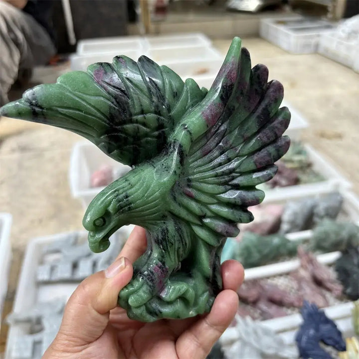 Ruby in Zoisite Crystal Carved Eagle Collector Piece