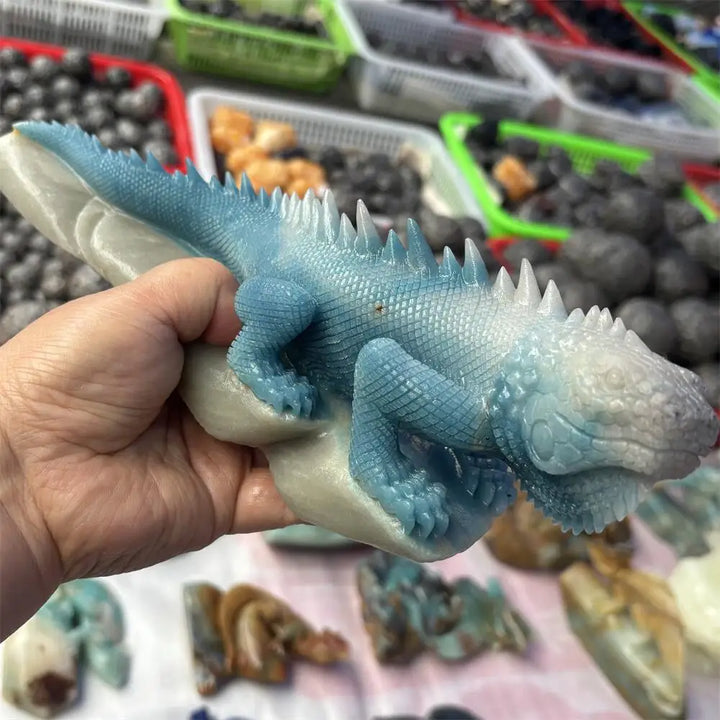 Trolleite Crystal Carved Lizard Animal Statue Carving