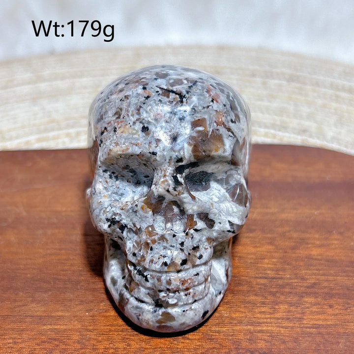 Yooperlite Crystal Carved Skull UV Reactive Glowing Stone
