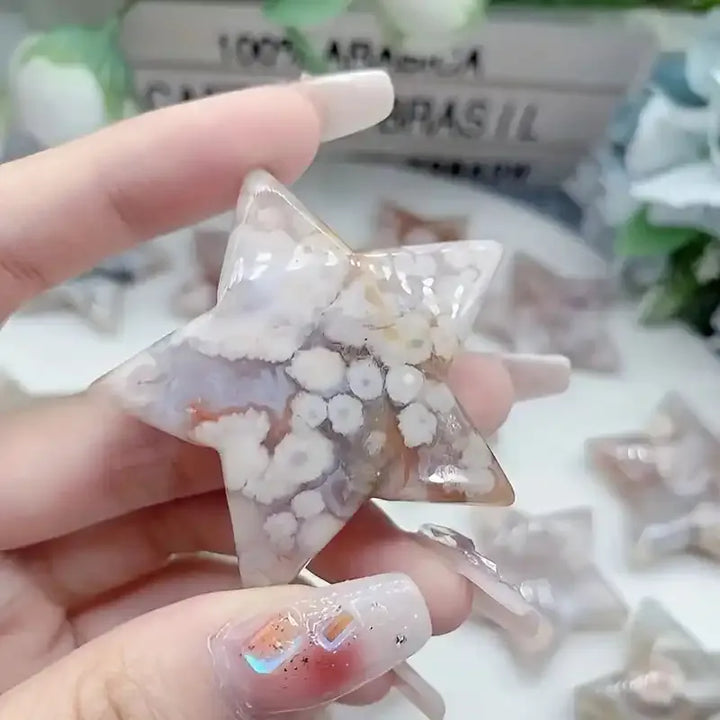Cherry Blossom Agate Star Carving