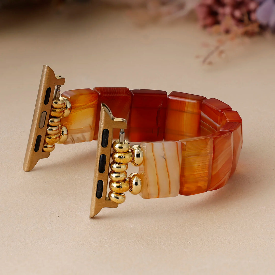 Carnelian Agate Crystal Beaded Stretch Smartwatch Straps