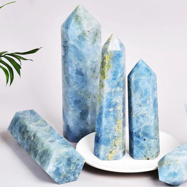 Celestite Crystal Tower Single Point Calming Blue