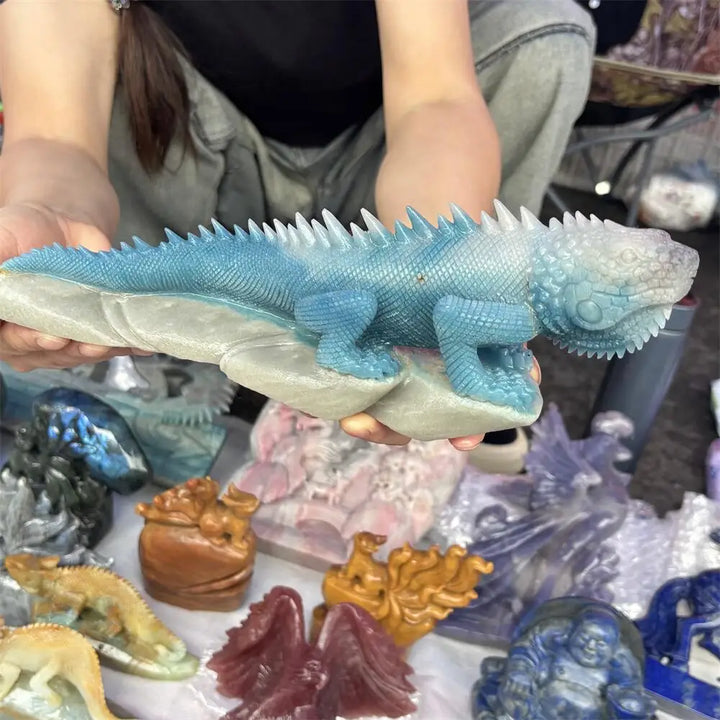 Trolleite Crystal Carved Lizard Animal Statue Carving