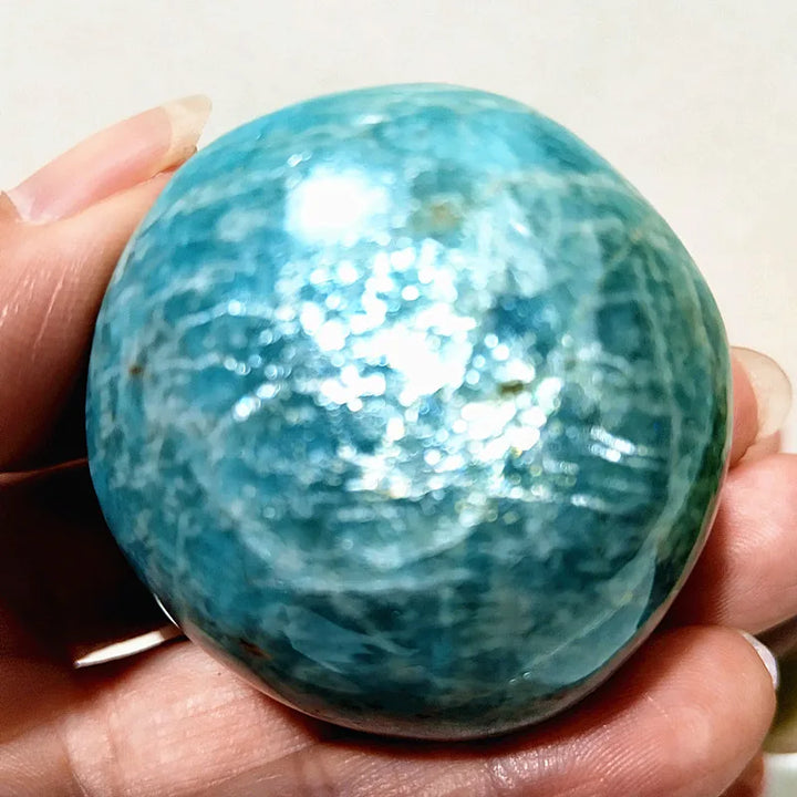 Amazonite Crystal Polished Palm Stone Natural Specimen
