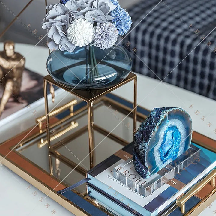 Agate Crystal Polished Abstract Natural Stone Bookends