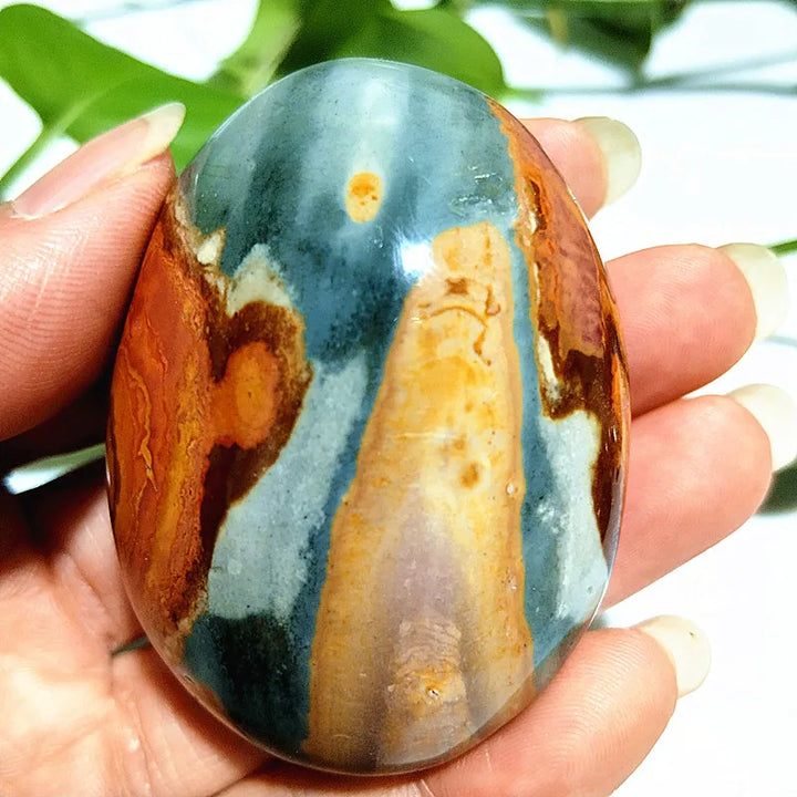 Natural Polychrome Jasper Polished Crystal Palm Stone