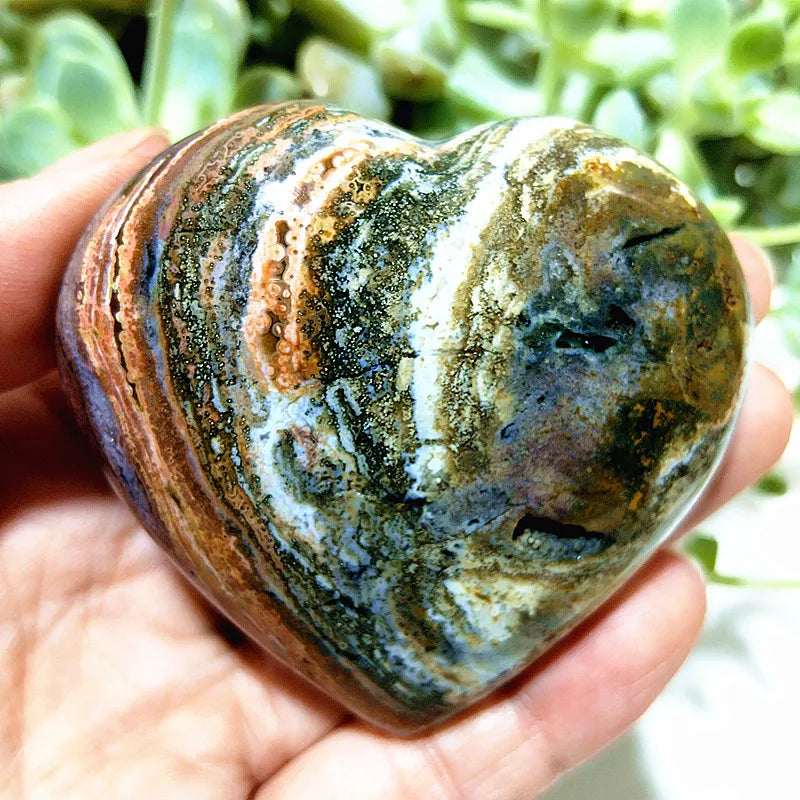 Ocean Jasper Crystal Carved Polished Heart Specimen
