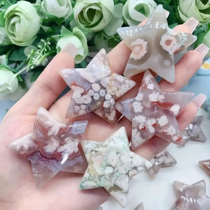 Cherry Blossom Agate Star Carving
