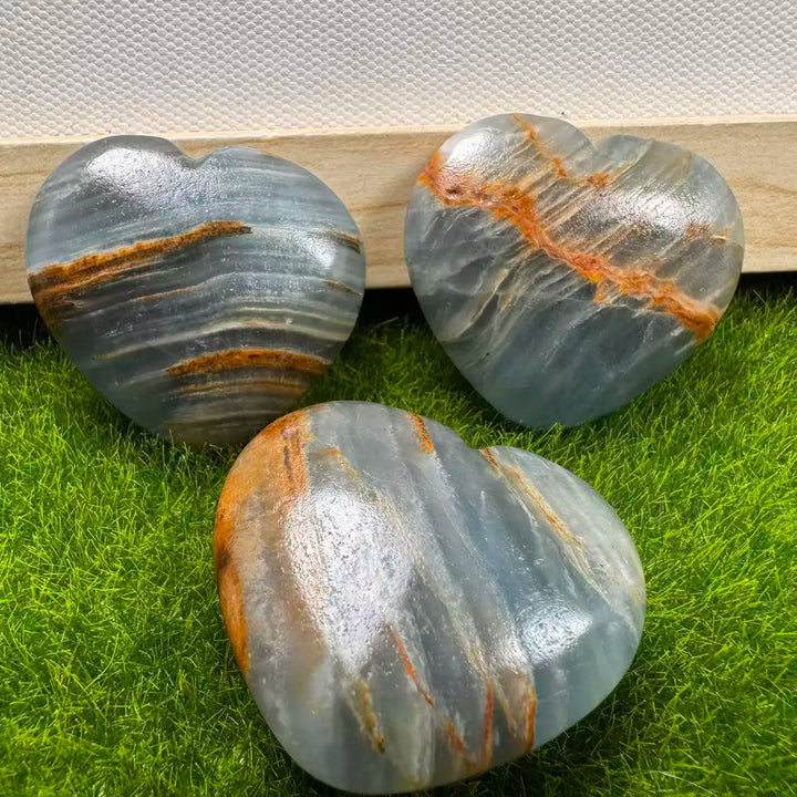 Aquatine Lemurian Blue Calcite Crystal Heart (Rare)