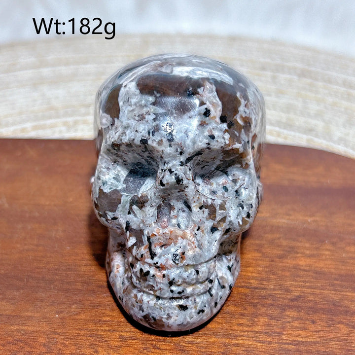 Yooperlite Crystal Carved Skull UV Reactive Glowing Stone