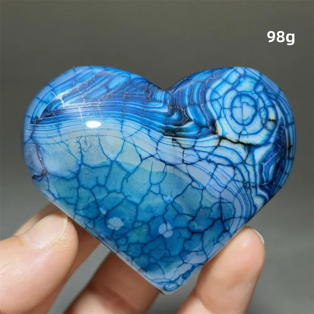 Dragon Veined Pattern Agate Crystal Heart