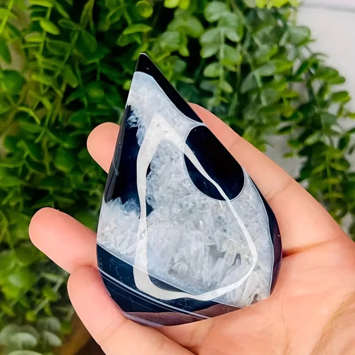 Black and White Agate Crystal Polished Torch