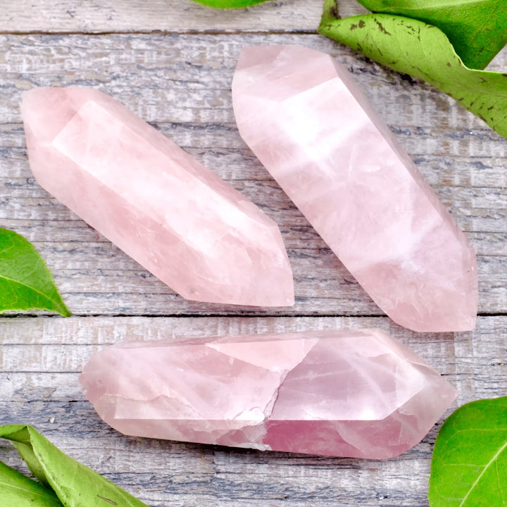 Rose Quartz Crystal Double Point Wand