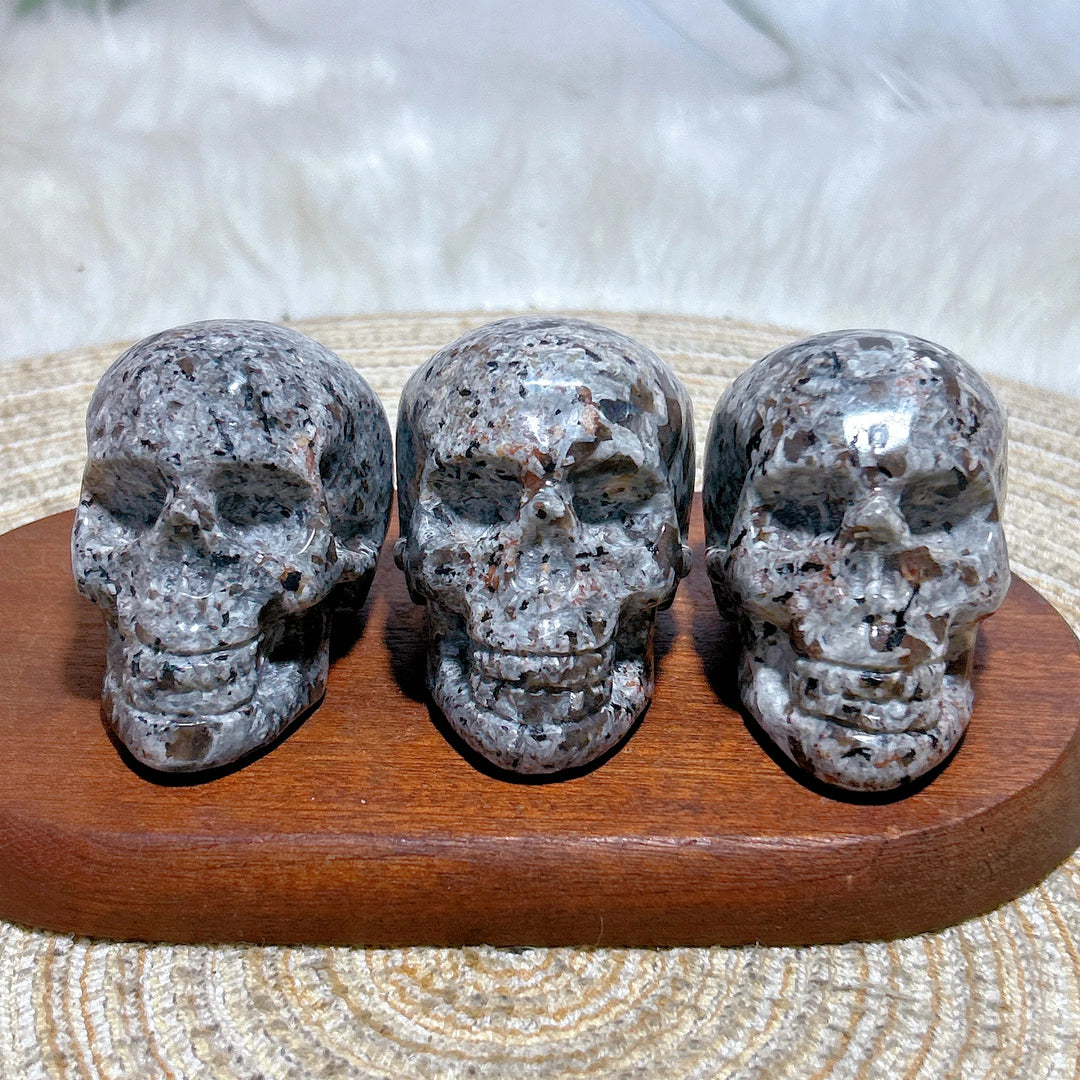 Yooperlite Crystal Carved Skull UV Reactive Glowing Stone