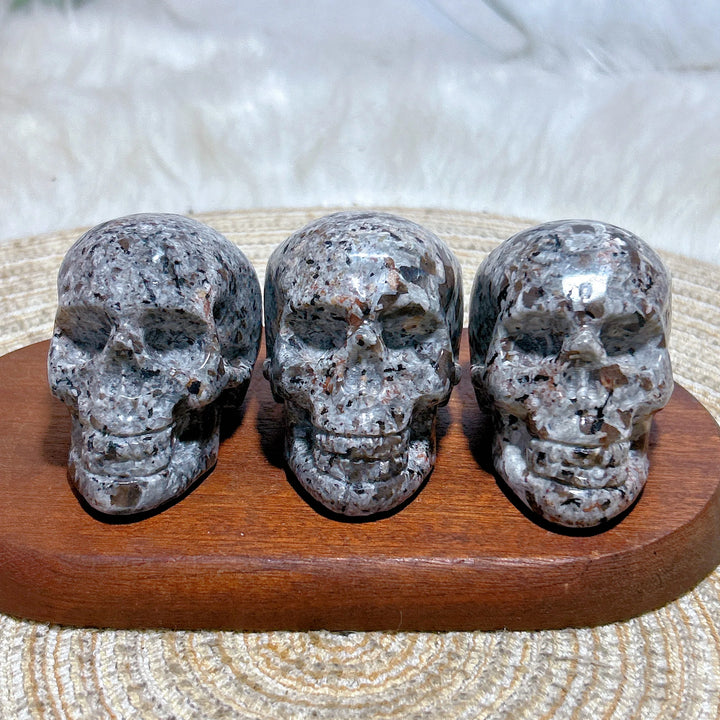 Yooperlite Crystal Carved Skull UV Reactive Glowing Stone