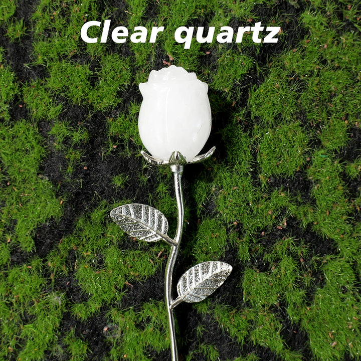 Crystal Carved Rose Flower Natural Gemstone in 11 Materials