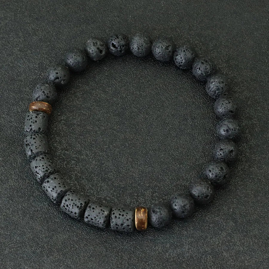 Natural Stone Coconut Bead Handmade Men's Bracelet