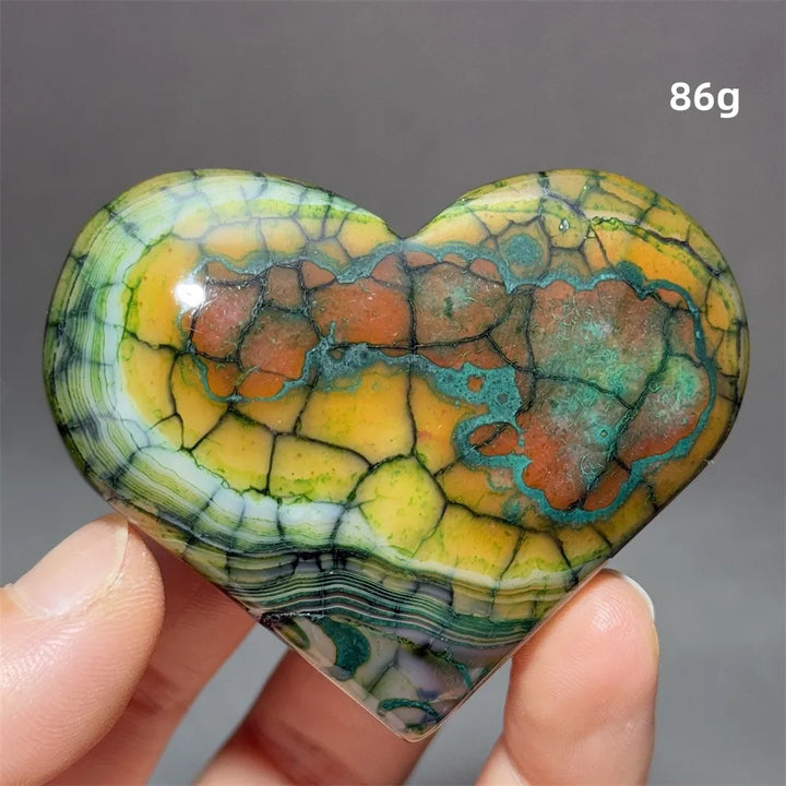 Dragon Veined Pattern Agate Crystal Heart