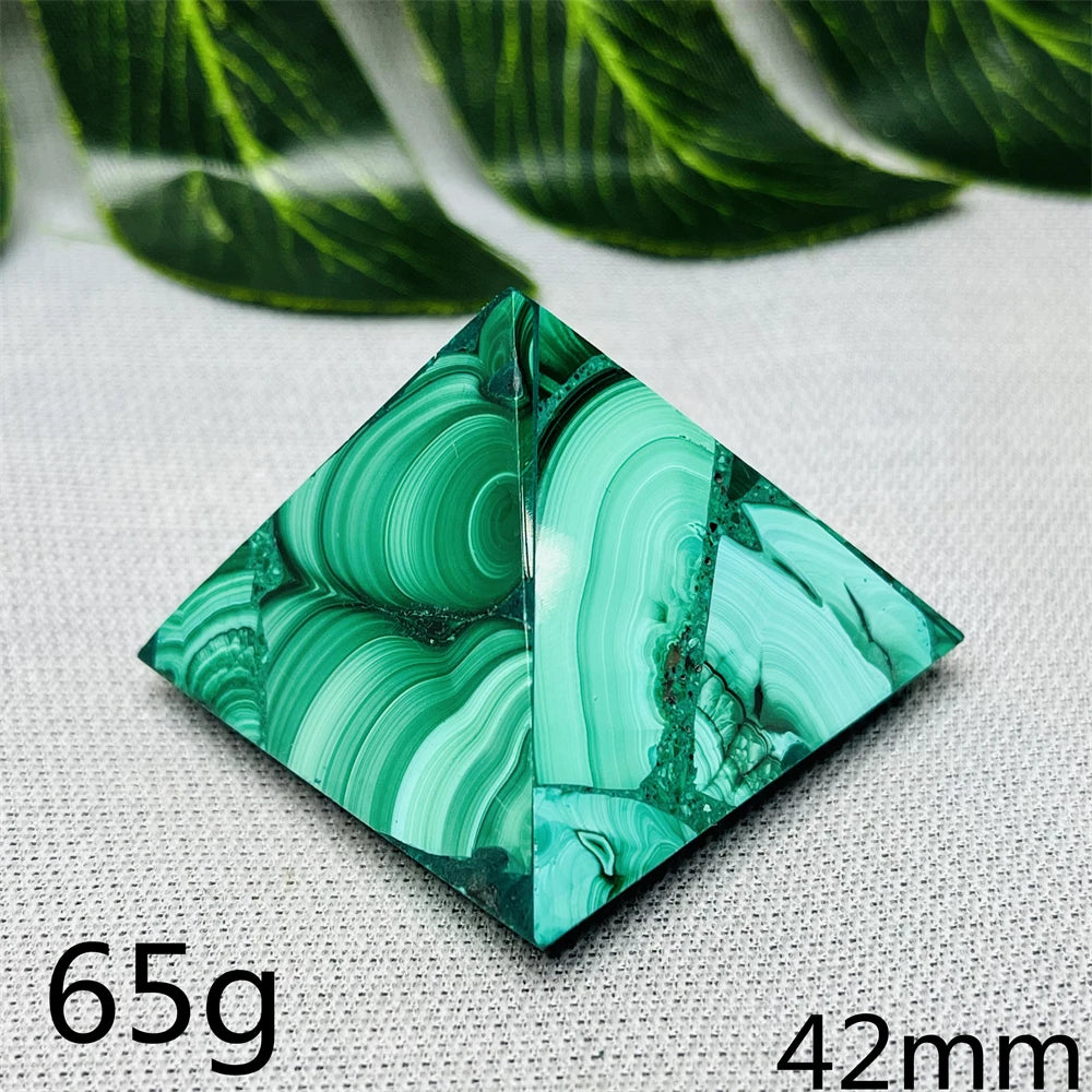 Malachite Crystal Pyramid Handcrafted Sacred Geometry