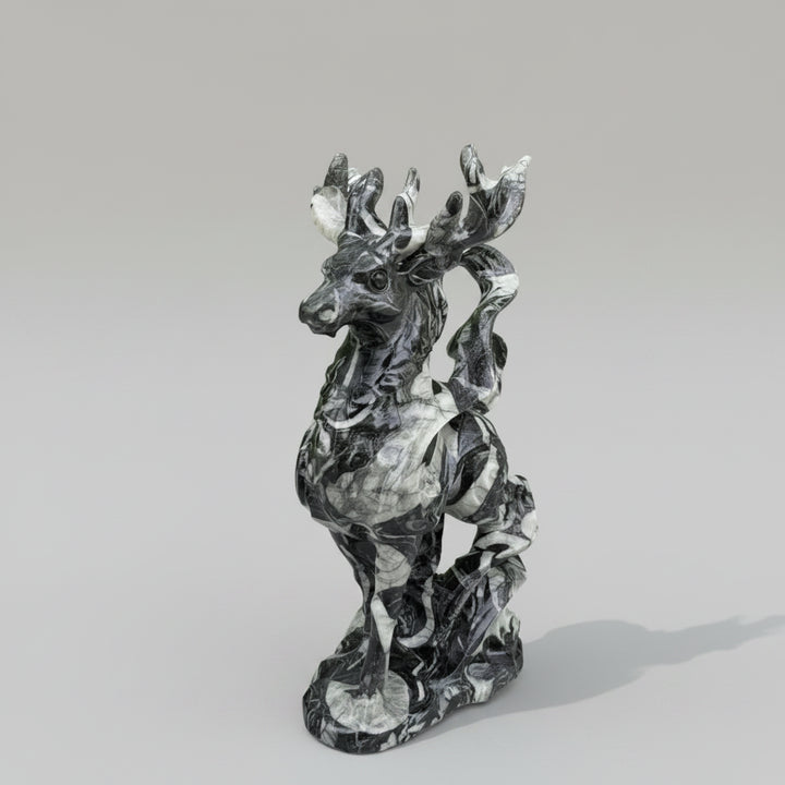 Shell Stone Crystal Carved Deer Figurine Polished Statue