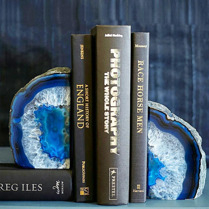 Agate Crystal Polished Abstract Natural Stone Bookends