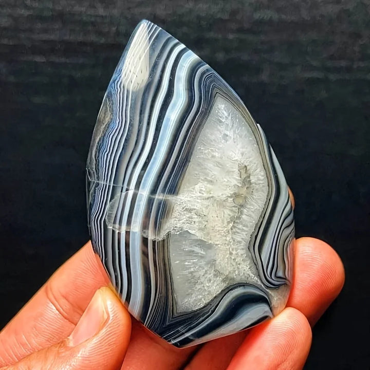 Black and White Agate Crystal Polished Torch