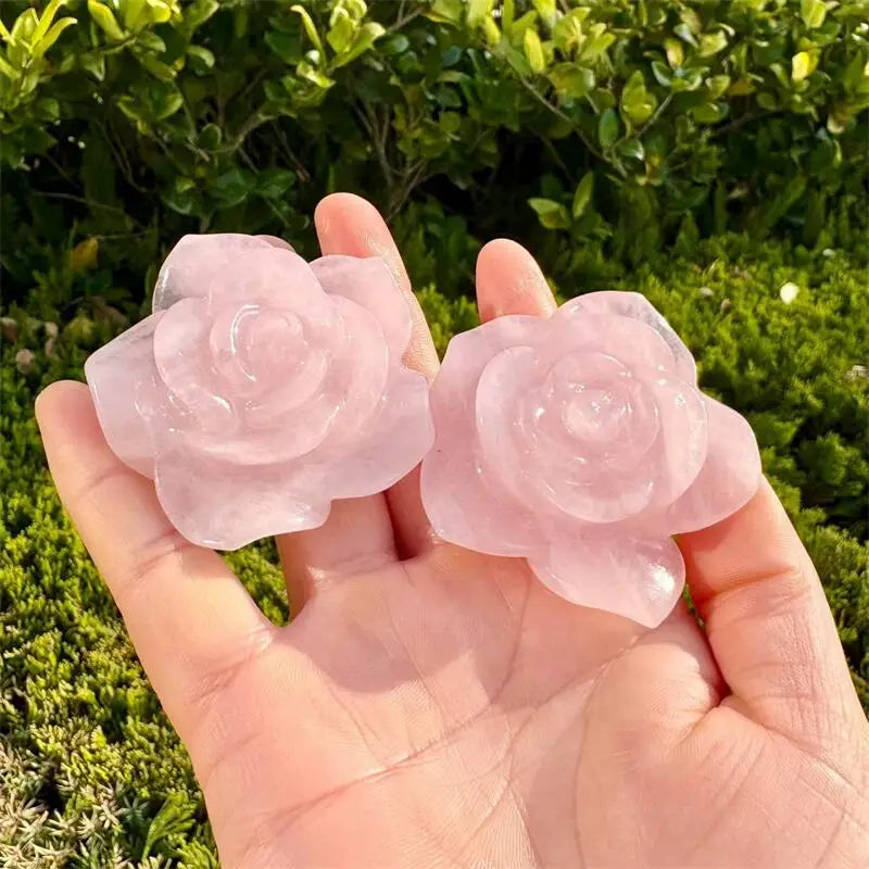 Crystal Carved Flower Figurine in Six Healing Stones