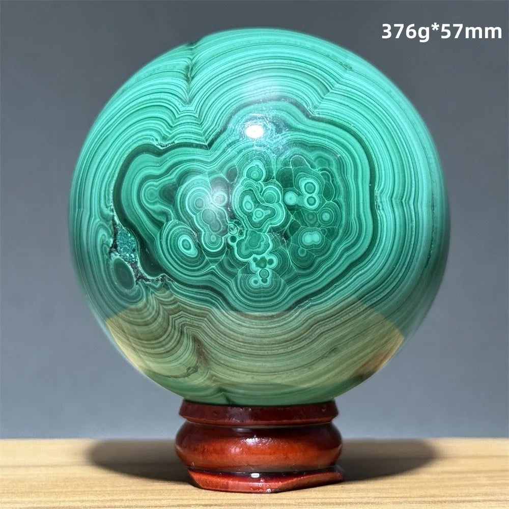 Malachite Crystal Polished Sphere with Display Base