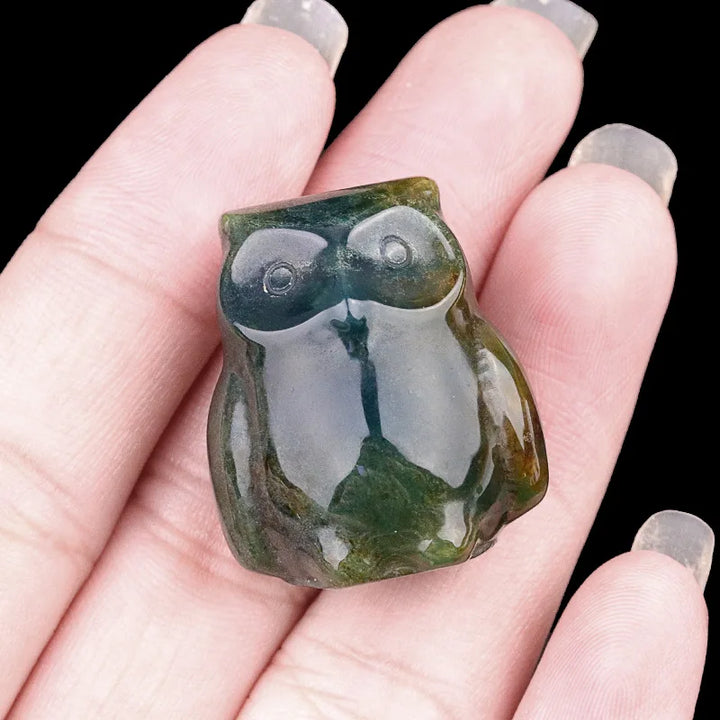 Natural Crystal Carved Mini Owl Figurine Totem Statue